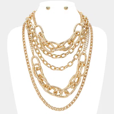 Fashnzfab Chunky Multi Layered Statement Necklace In Gold