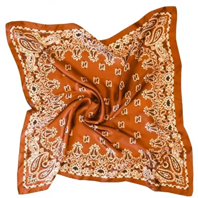 Hotline Women's Western Cowgirl Boho Bandana Print Silky Feel Wild Rag Scarf In Rustic Brown In Red