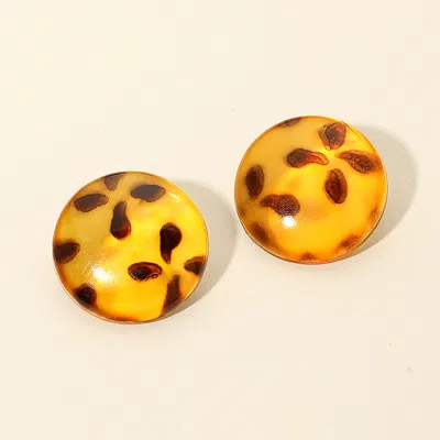 Fashnzfab Tortoise Resin Round Stud Earrings In Brown