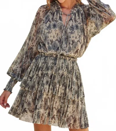 Dress Forum Eclipsed Floral Print Lurex Ruffled Mini Dress In Multi In Multi