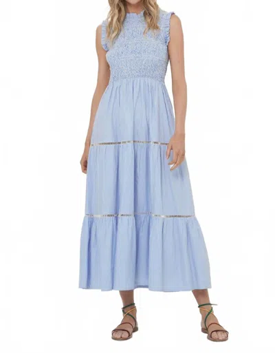 Oliphant Sleeveless Smocked Maxi Dress In Chatham Blue In Multi