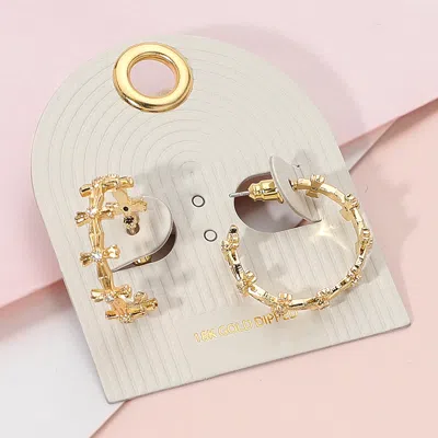 Fashnzfab 18k Gold Dipped Stone Pointed Cross Hoop Earrings In Gold