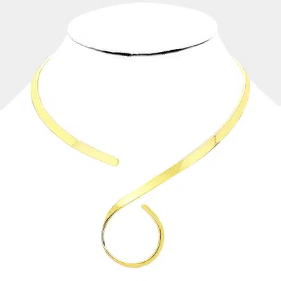 Fashnzfab 14" Swirl Metal Open Choker Necklace In Gold