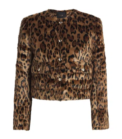 Maje Faux Fur Leopard Print Jacket In Animal Print