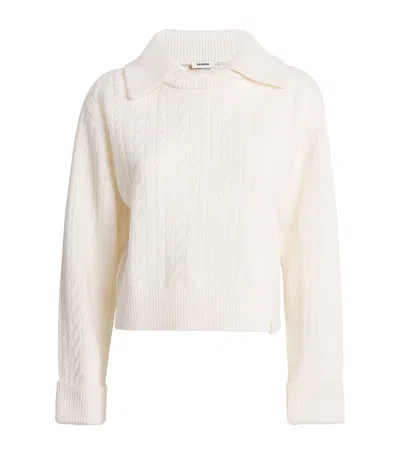 Sandro Womens Ecru Sailor-neck Cable-knit Wool Jumper In Nude
