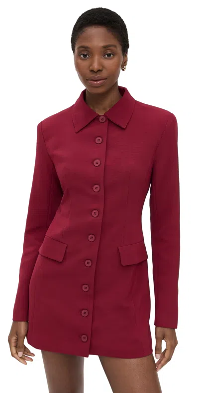 Lioness Cheri Structured Button Front Tailored Blazer Mini Dress In Burgundy