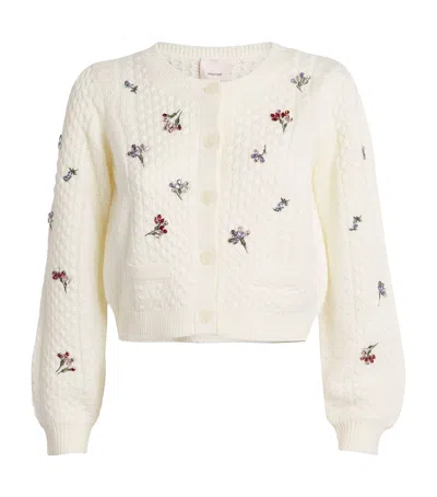 Cinq À Sept Rasa Embellished Cropped Cardigan In Animal Print