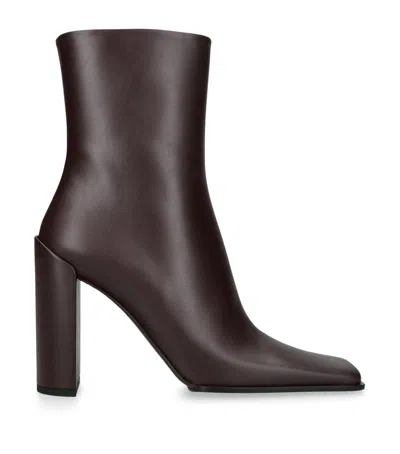 Alaïa Alaia Women Leather Square Booties In Brown