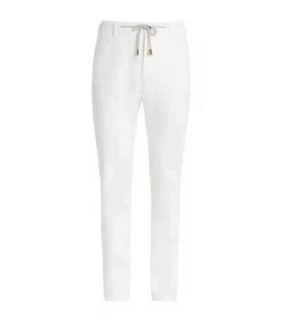 Eleventy White Pants With Elastic Drawstring Waist And Tapered Leg In Cotton Blend Stretch Woman In White