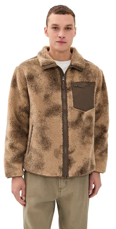 Corridor Oak Shell-trimmed Printed Fleece Jacket In Brown