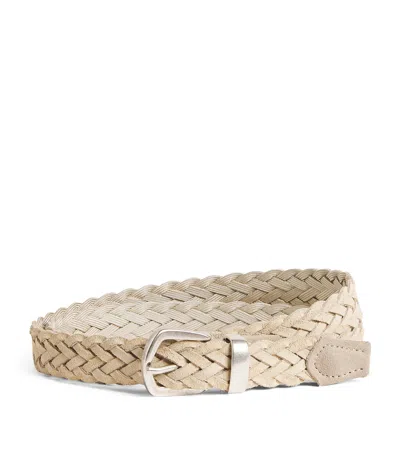 Eleventy Suede-blend Belt In Neutral