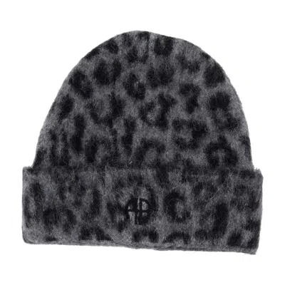 Anine Bing Elia Alpaca-wool Beanie Grey Leopard Pattern In Gray