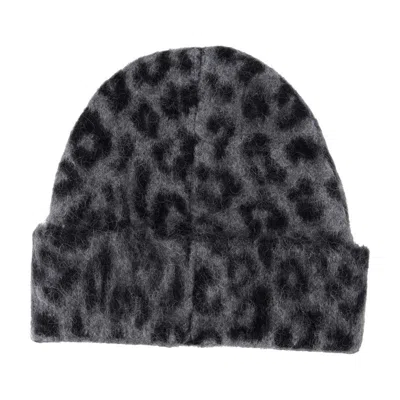 Anine Bing Elia Alpaca-wool Beanie Grey Leopard Pattern In Gray