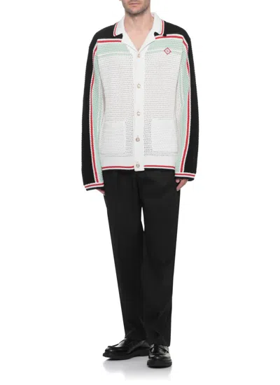 Casablanca Men's Faux Crochet Shirt In White