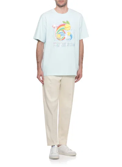 Casablanca T-shirt In Cotone Azzurro Pastello Uomo In Blue