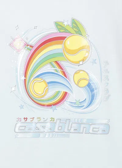 Casablanca T-shirt In Cotone Azzurro Pastello Uomo In Blue