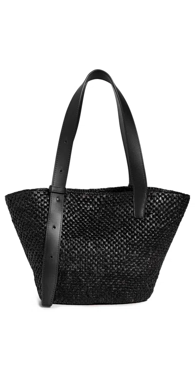 Lie Studio The Bianca Small Raffia Bag Black In Black