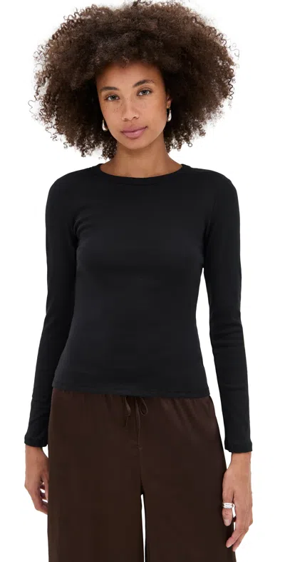Leset Black Nando Slim Fit Long Sleeve T-shirt In Black