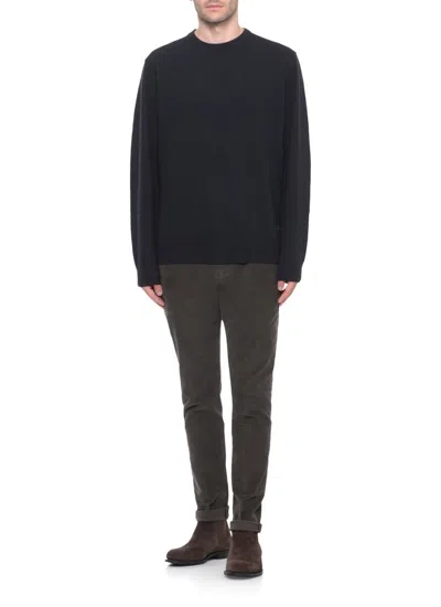 Barbour Crewneck Wool Sweater With Long Sleeves And Ribbed Trims In Blue