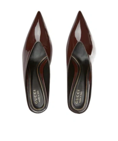 Gucci Women Sabot 97 In Glossy Patent Leather In Brown