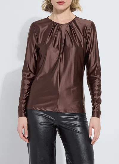 Lyssé Fatima Cross Neck Top In Polished Wood In Brown