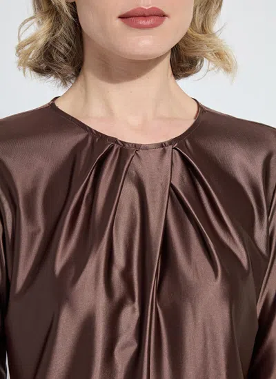 Lyssé Fatima Cross Neck Top In Polished Wood In Brown