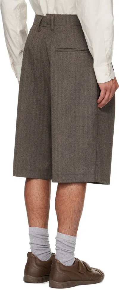 Camiel Fortgens Brown Slim Suit Shorts In Gray