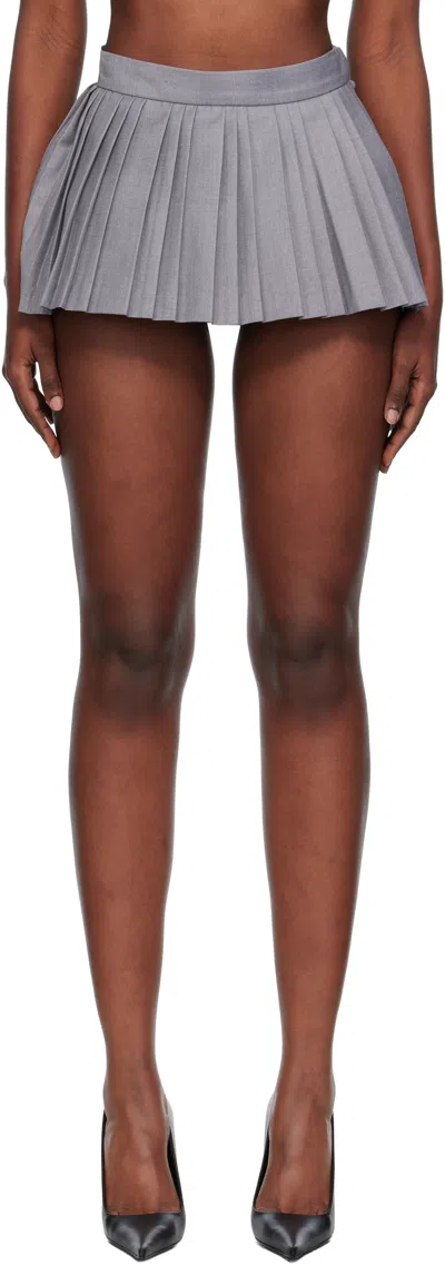 Pushbutton Gray Volumed Micro Skort In Gray