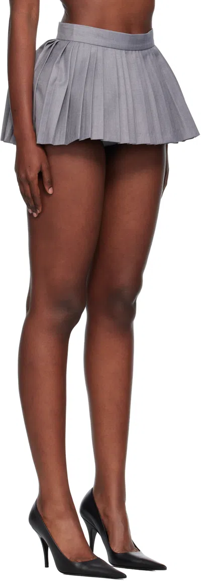 Pushbutton Gray Volumed Micro Skort In Gray