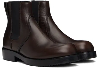 Dries Van Noten Leather Chelsea Boots In Brown