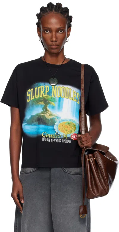 Lu'u Dan Black Slurp Noodles Box T-shirt In Black