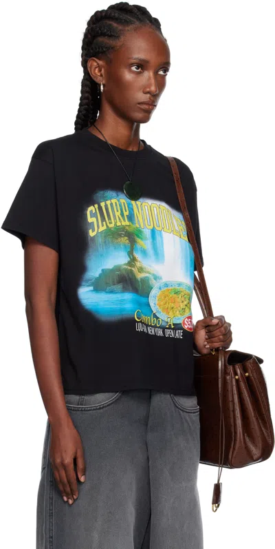 Lu'u Dan Black Slurp Noodles Box T-shirt In Black