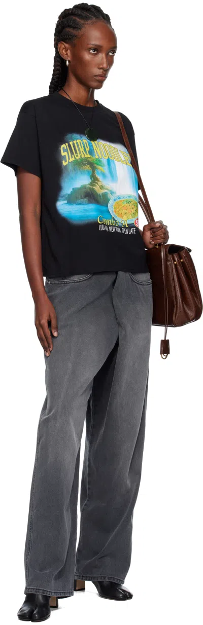 Lu'u Dan Black Slurp Noodles Box T-shirt In Black