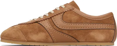 Dries Van Noten Stitched Contrast Rubber Sole Suede Panel Sneakers In Brown