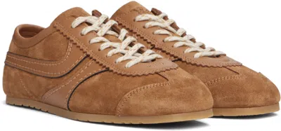 Dries Van Noten Stitched Contrast Rubber Sole Suede Panel Sneakers In Brown