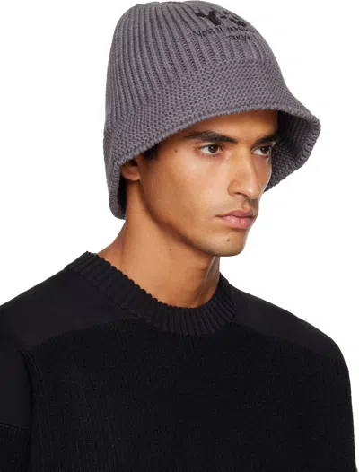 Y-3 Gray Heritage Knit Bucket Hat In Purple