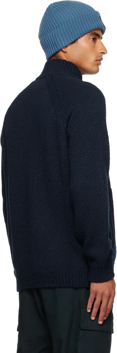 Stone Island Navy 5100051 Wool Cardigan In Blue