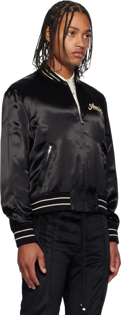 Amiri Men Black Jacket With Logo On The Front And Back In Tech Fabric Man In Black