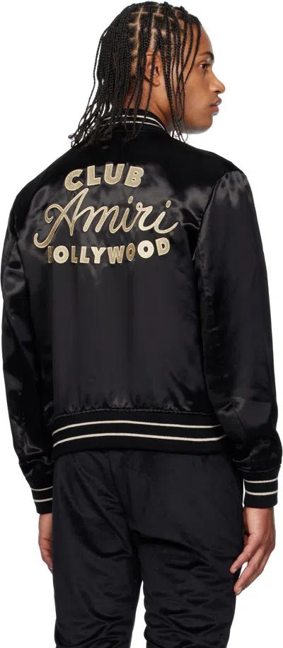 Amiri Men Black Jacket With Logo On The Front And Back In Tech Fabric Man In Black