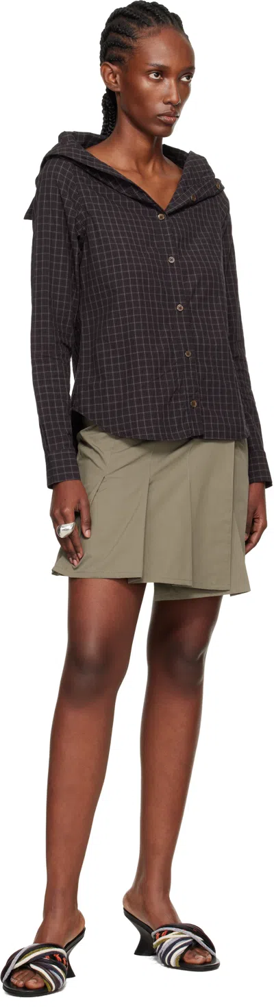 Our Legacy Off-the-shoulder Black Shirt With Subtle Grid Pattern In Black