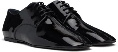 Dries Van Noten Lace-up Patent Leather Pointed Toe Shoes In Black