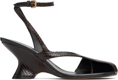 Dries Van Noten Sculptural High Heel Pumps With Ankle Strap In Brown