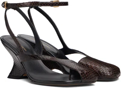 Dries Van Noten Sculptural High Heel Pumps With Ankle Strap In Brown