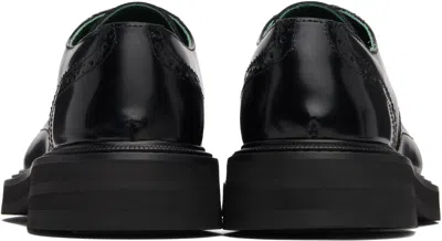 Vinny's Black Leather Brogue Officer Derbys In Black