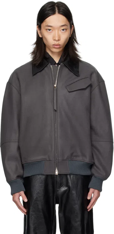 Ouat Gray Meta Blouson Jacket In Brown