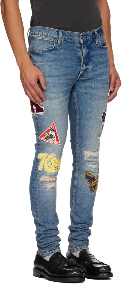 Ksubi Van Winkle Rodeo Patched Skinny Fit Jeans In Denim In Blue