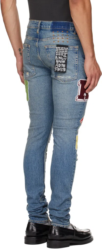 Ksubi Van Winkle Rodeo Patched Skinny Fit Jeans In Denim In Blue