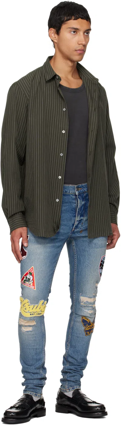 Ksubi Van Winkle Rodeo Patched Skinny Fit Jeans In Denim In Blue