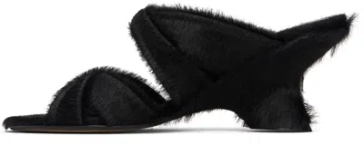 Dries Van Noten 75mm Pony-hair Sculpted-heel Sandals In Black
