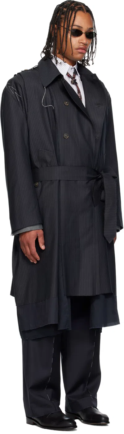 Sonia Carrasco Gray Deconstructed Trench Coat In Blue